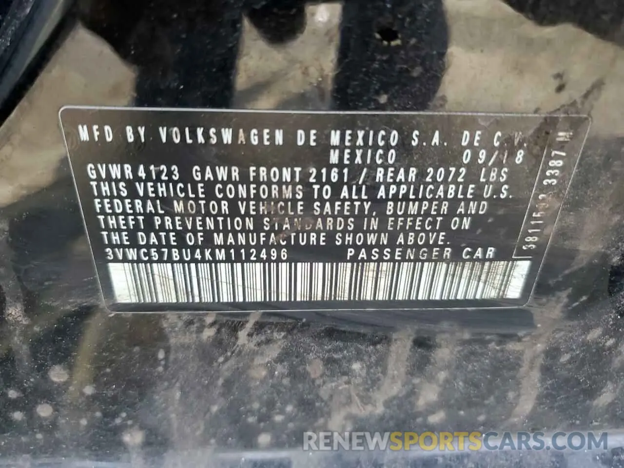 12 Photograph of a damaged car 3VWC57BU4KM112496 VOLKSWAGEN JETTA 2019