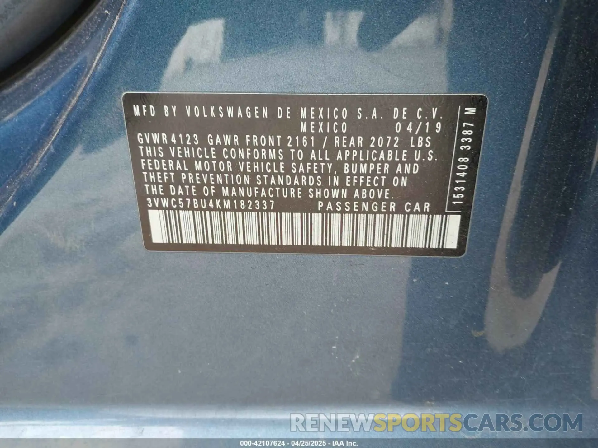 9 Фотография поврежденного автомобиля 3VWC57BU4KM182337 VOLKSWAGEN JETTA 2019