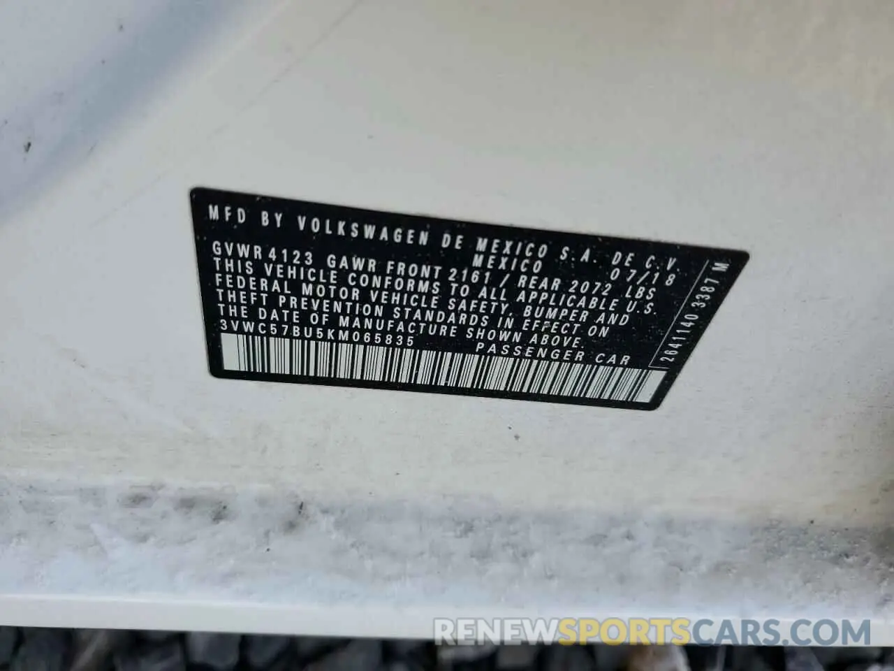 13 Photograph of a damaged car 3VWC57BU5KM065835 VOLKSWAGEN JETTA 2019