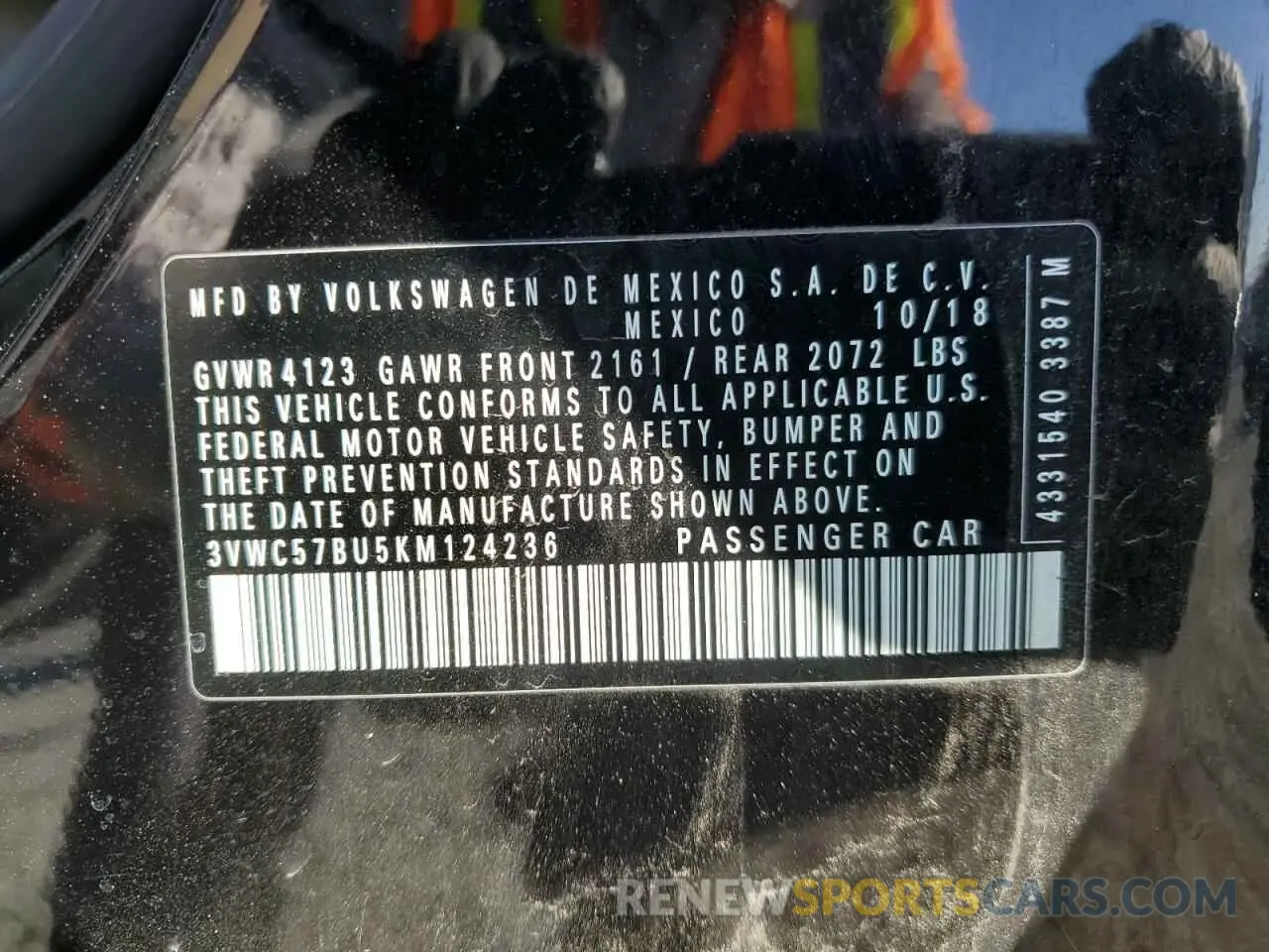 12 Photograph of a damaged car 3VWC57BU5KM124236 VOLKSWAGEN JETTA 2019