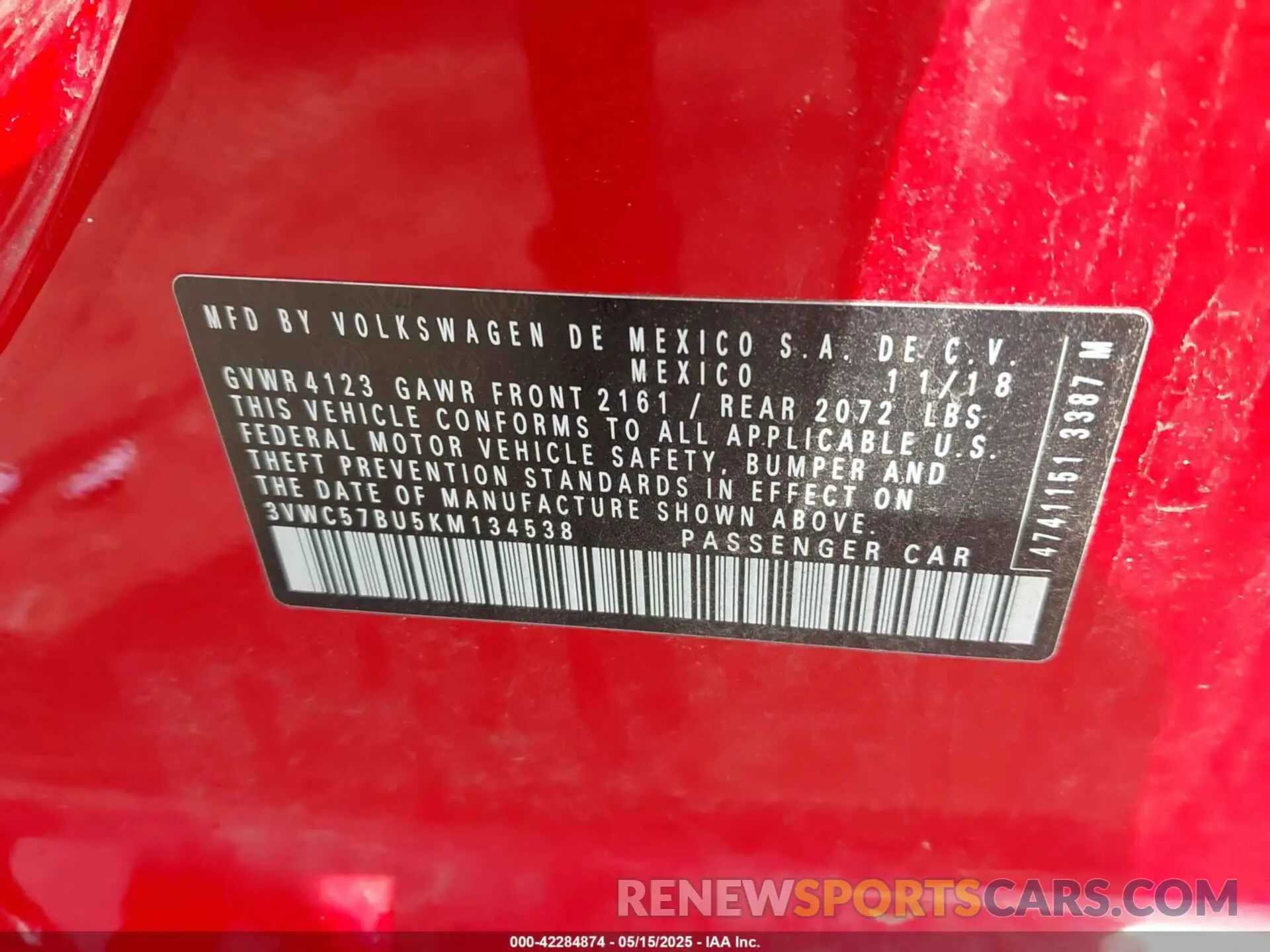 9 Фотография поврежденного автомобиля 3VWC57BU5KM134538 VOLKSWAGEN JETTA 2019