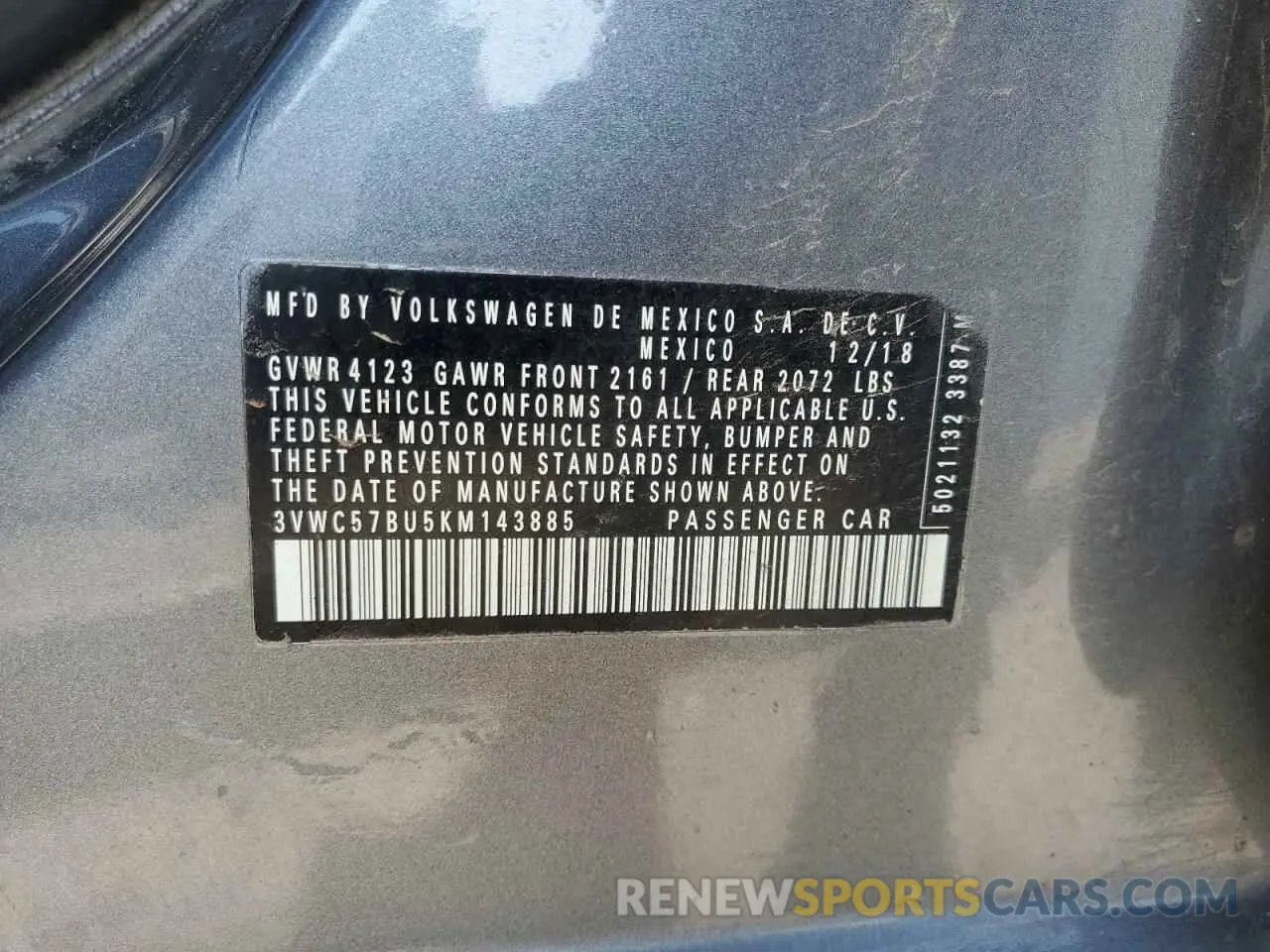 13 Фотография поврежденного автомобиля 3VWC57BU5KM143885 VOLKSWAGEN JETTA 2019