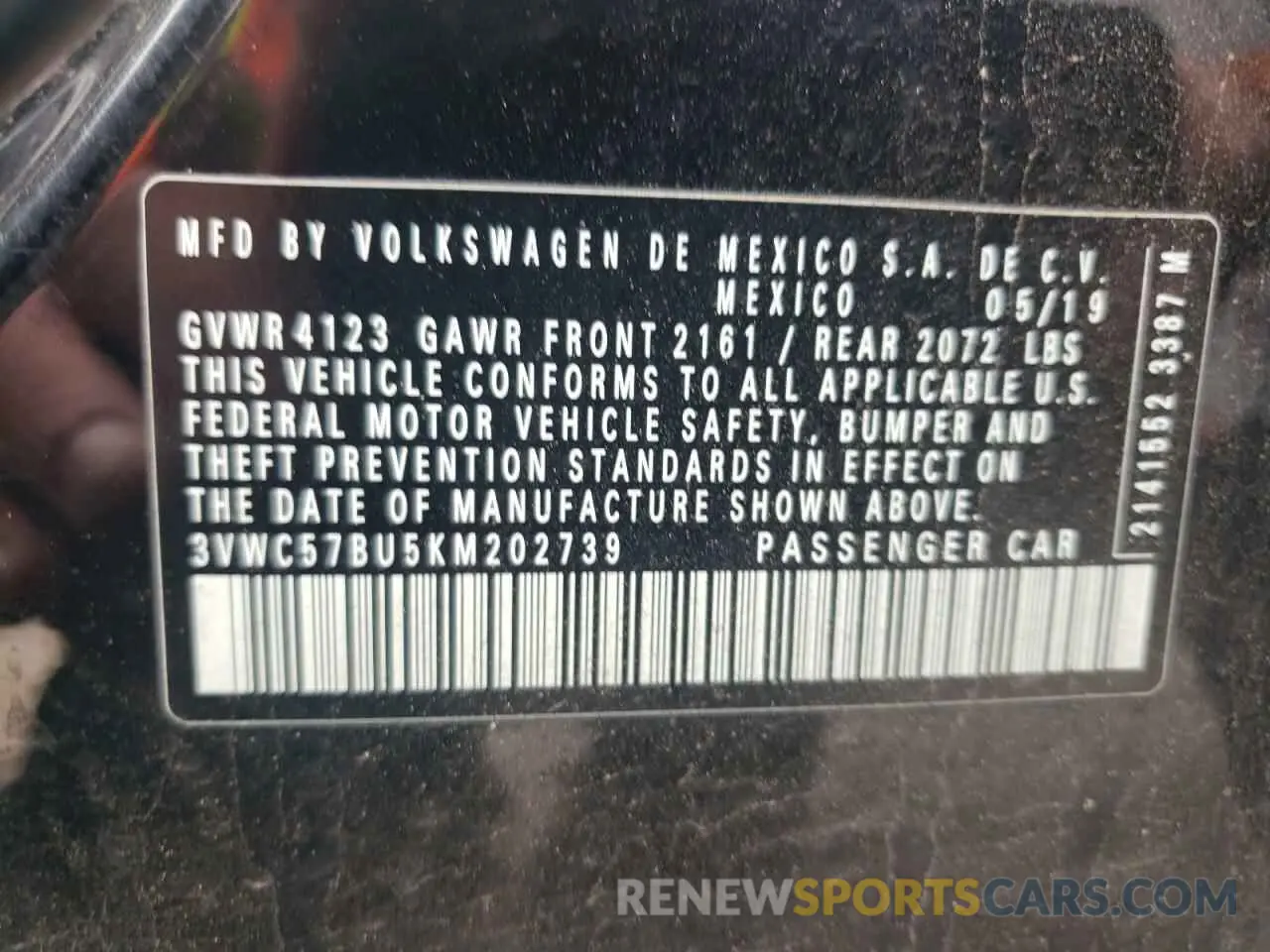 12 Photograph of a damaged car 3VWC57BU5KM202739 VOLKSWAGEN JETTA 2019