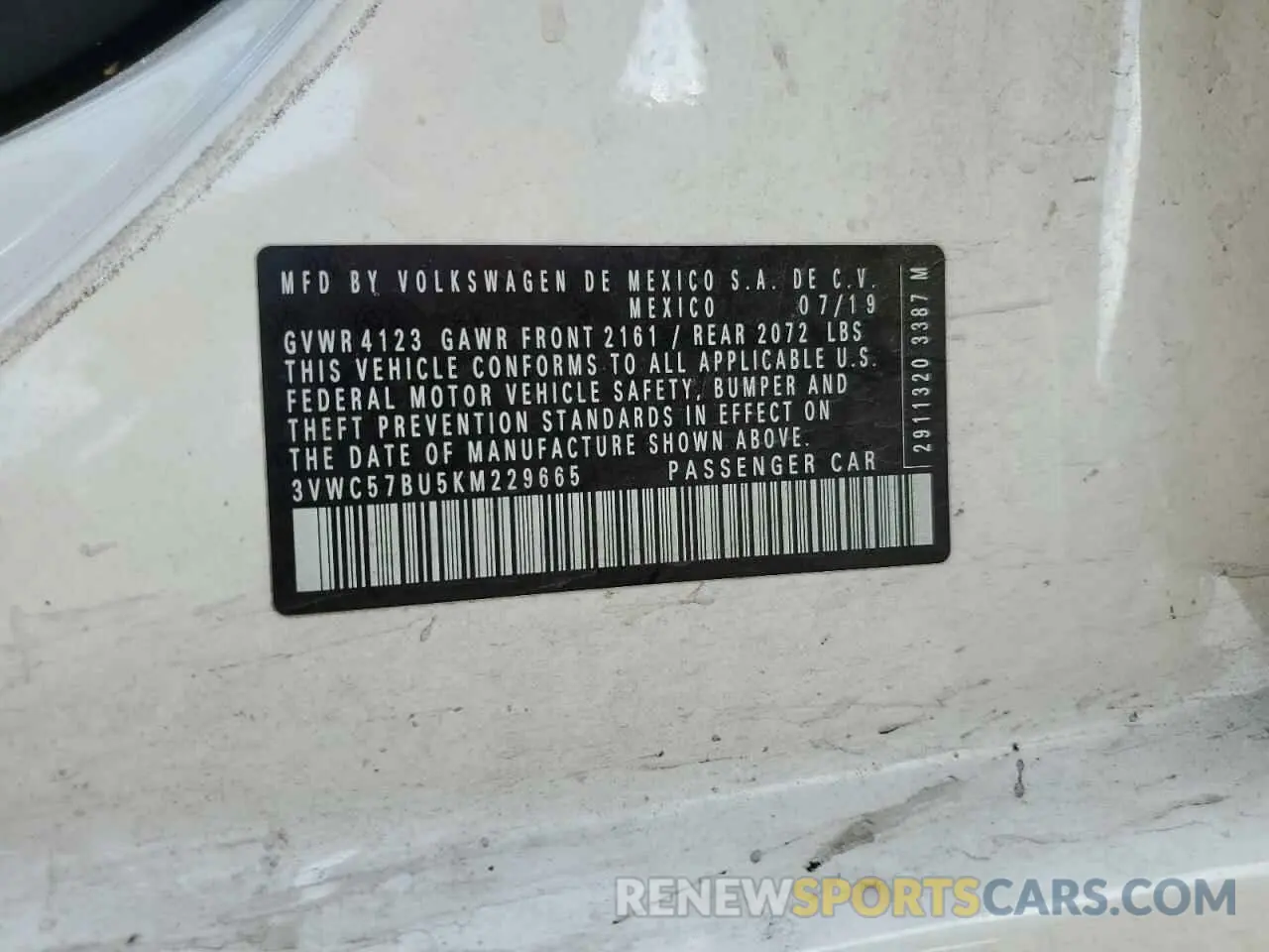 15 Photograph of a damaged car 3VWC57BU5KM229665 VOLKSWAGEN JETTA 2019