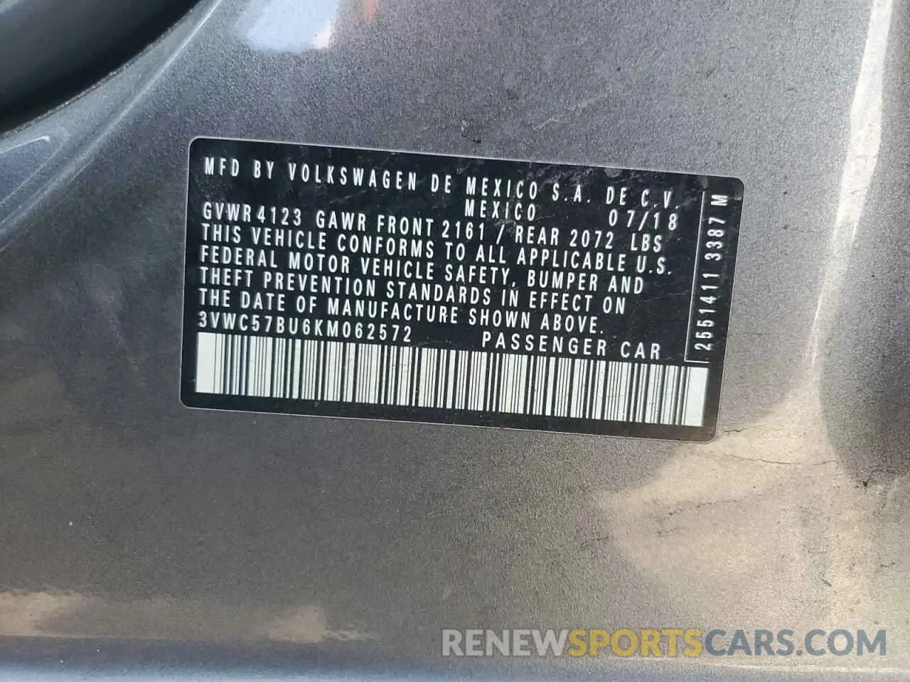 14 Фотография поврежденного автомобиля 3VWC57BU6KM062572 VOLKSWAGEN JETTA 2019