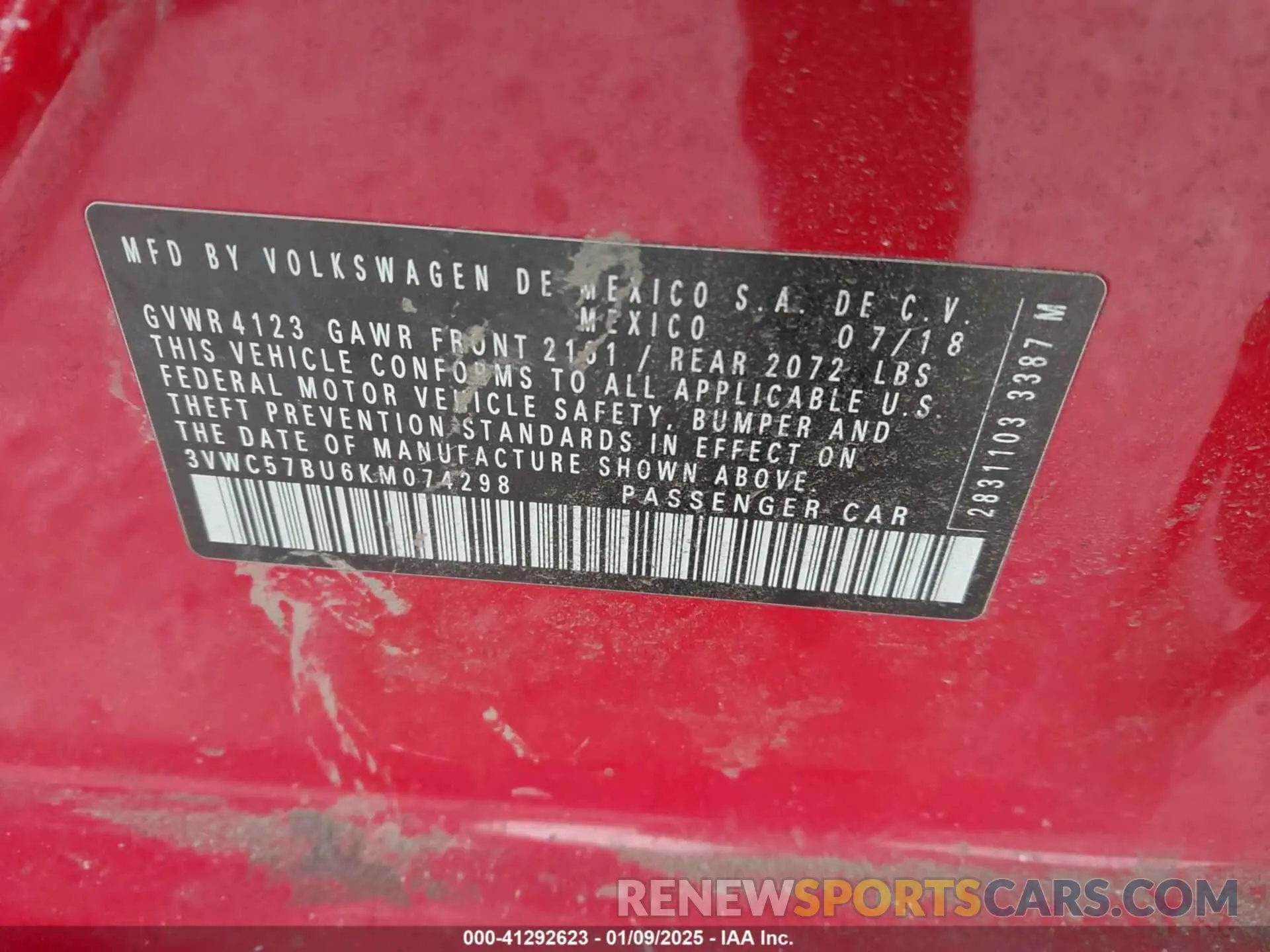 9 Photograph of a damaged car 3VWC57BU6KM074298 VOLKSWAGEN JETTA 2019