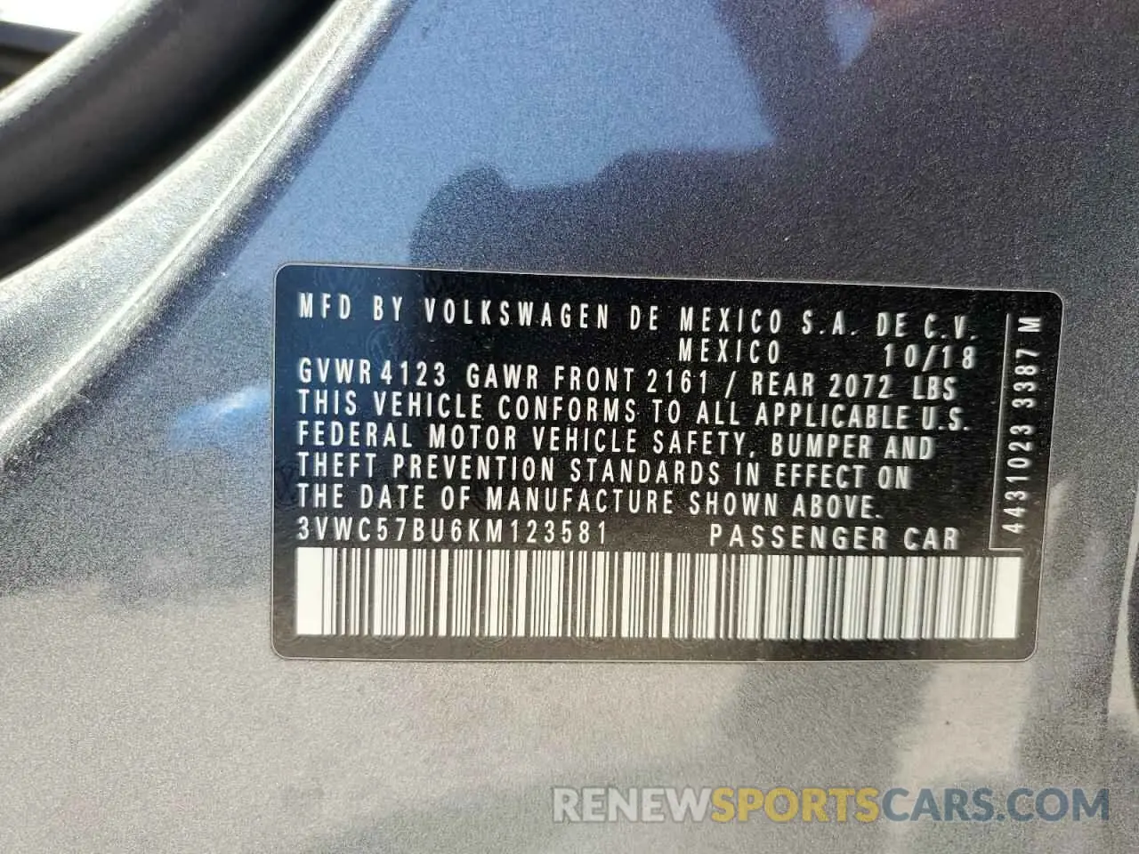 15 Photograph of a damaged car 3VWC57BU6KM123581 VOLKSWAGEN JETTA 2019