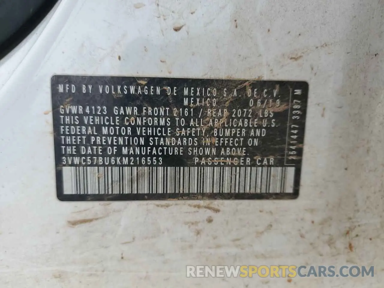 13 Photograph of a damaged car 3VWC57BU6KM216553 VOLKSWAGEN JETTA 2019