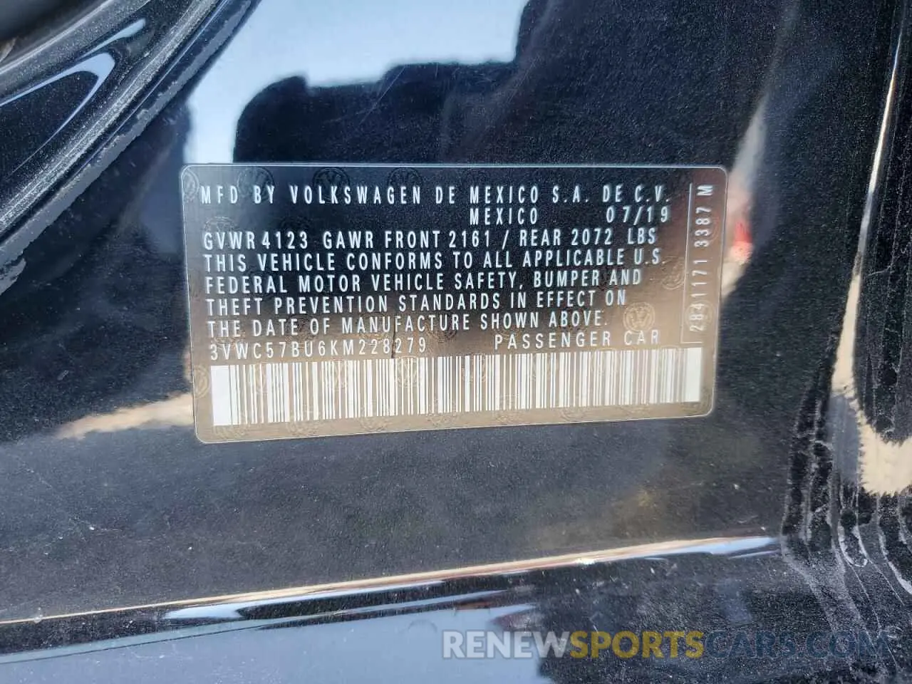 12 Photograph of a damaged car 3VWC57BU6KM228279 VOLKSWAGEN JETTA 2019