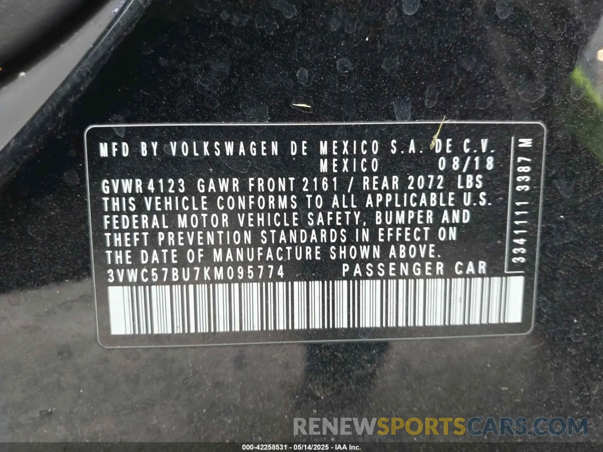 9 Photograph of a damaged car 3VWC57BU7KM095774 VOLKSWAGEN JETTA 2019