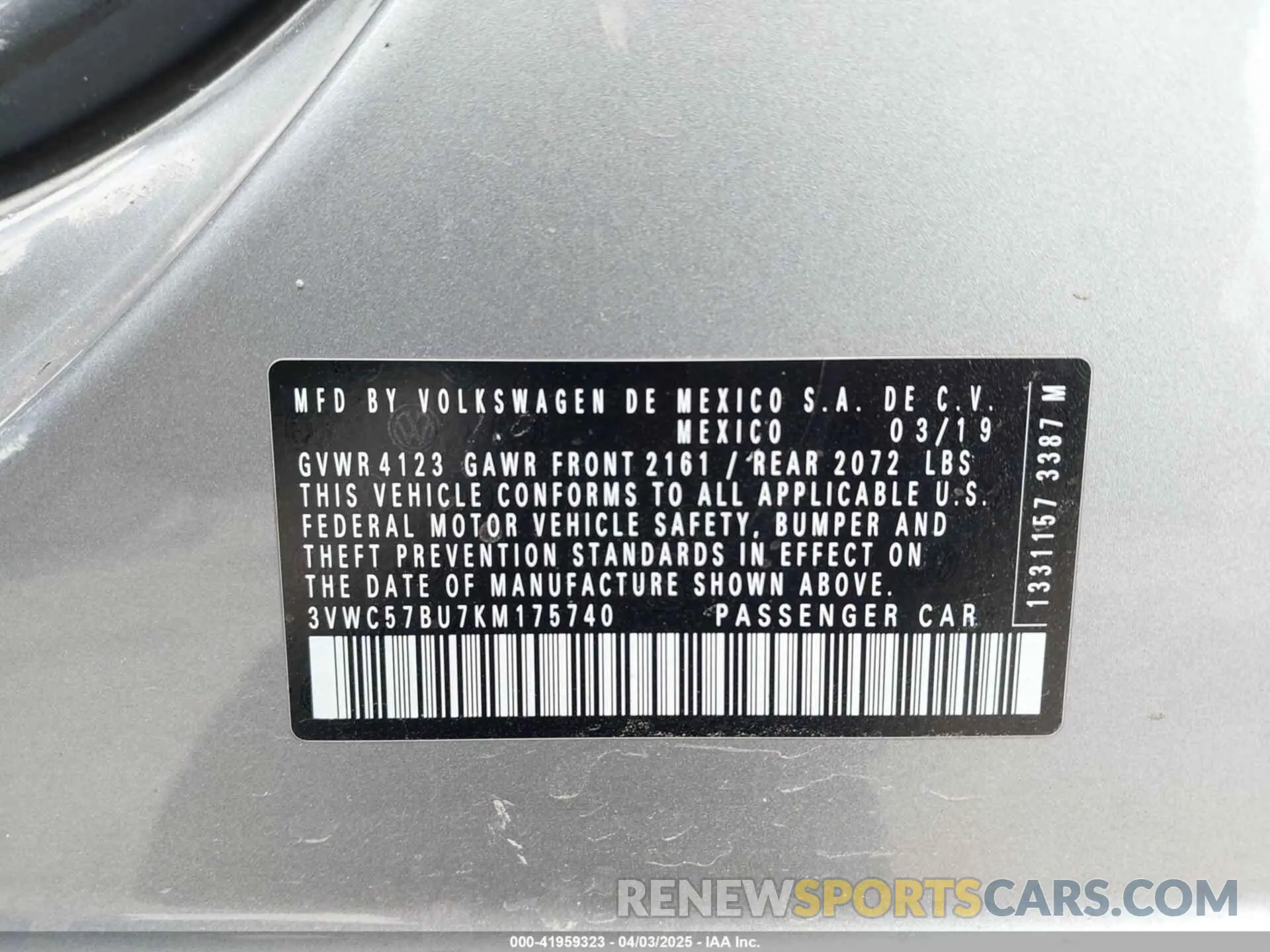 9 Фотография поврежденного автомобиля 3VWC57BU7KM175740 VOLKSWAGEN JETTA 2019