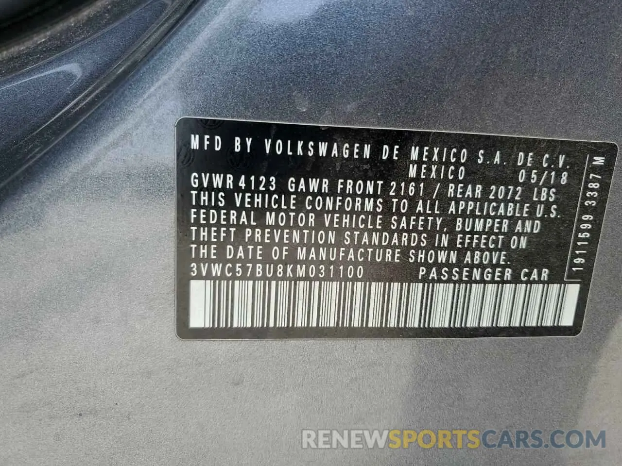 12 Photograph of a damaged car 3VWC57BU8KM031100 VOLKSWAGEN JETTA 2019
