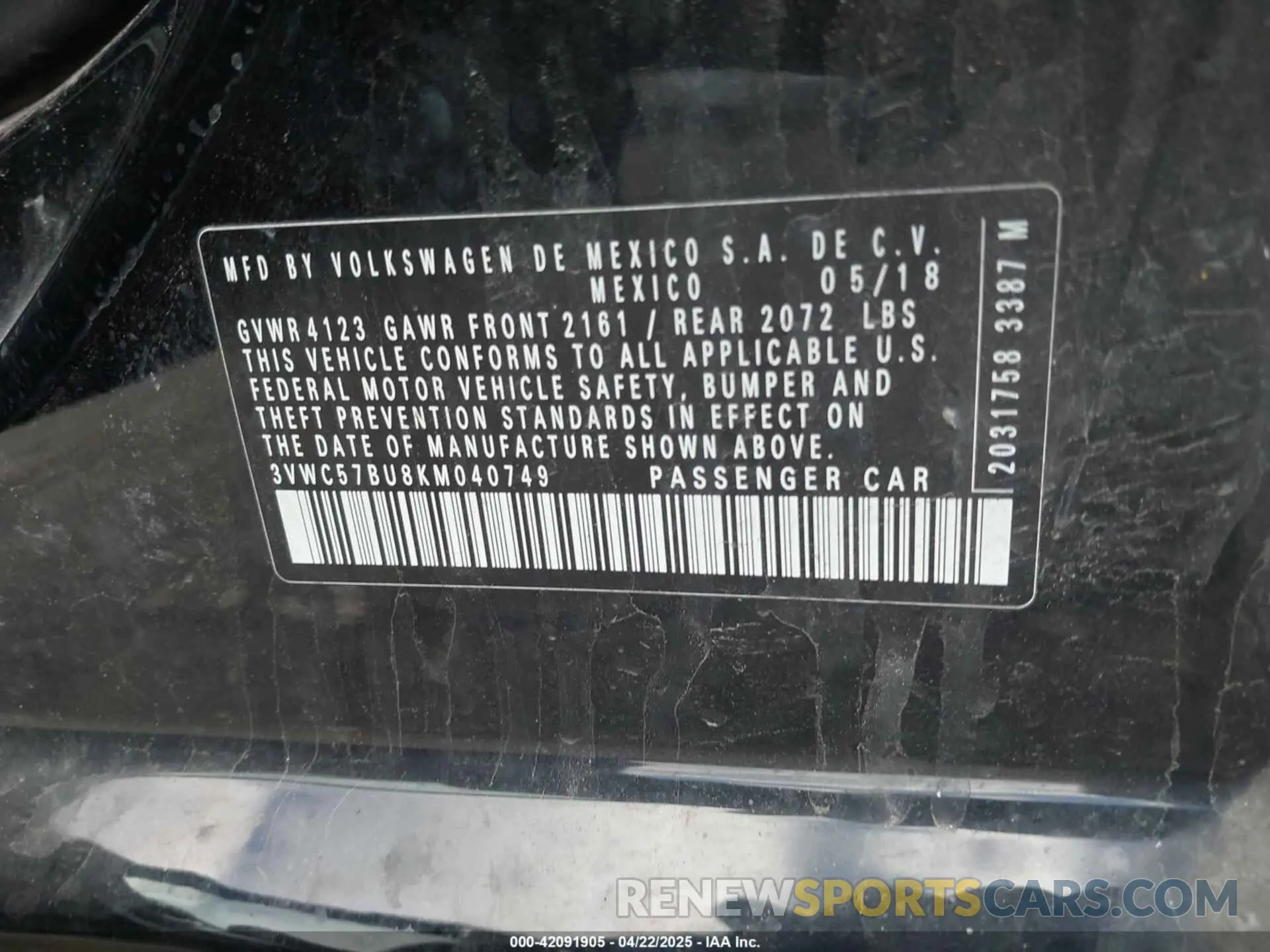 9 Фотография поврежденного автомобиля 3VWC57BU8KM040749 VOLKSWAGEN JETTA 2019
