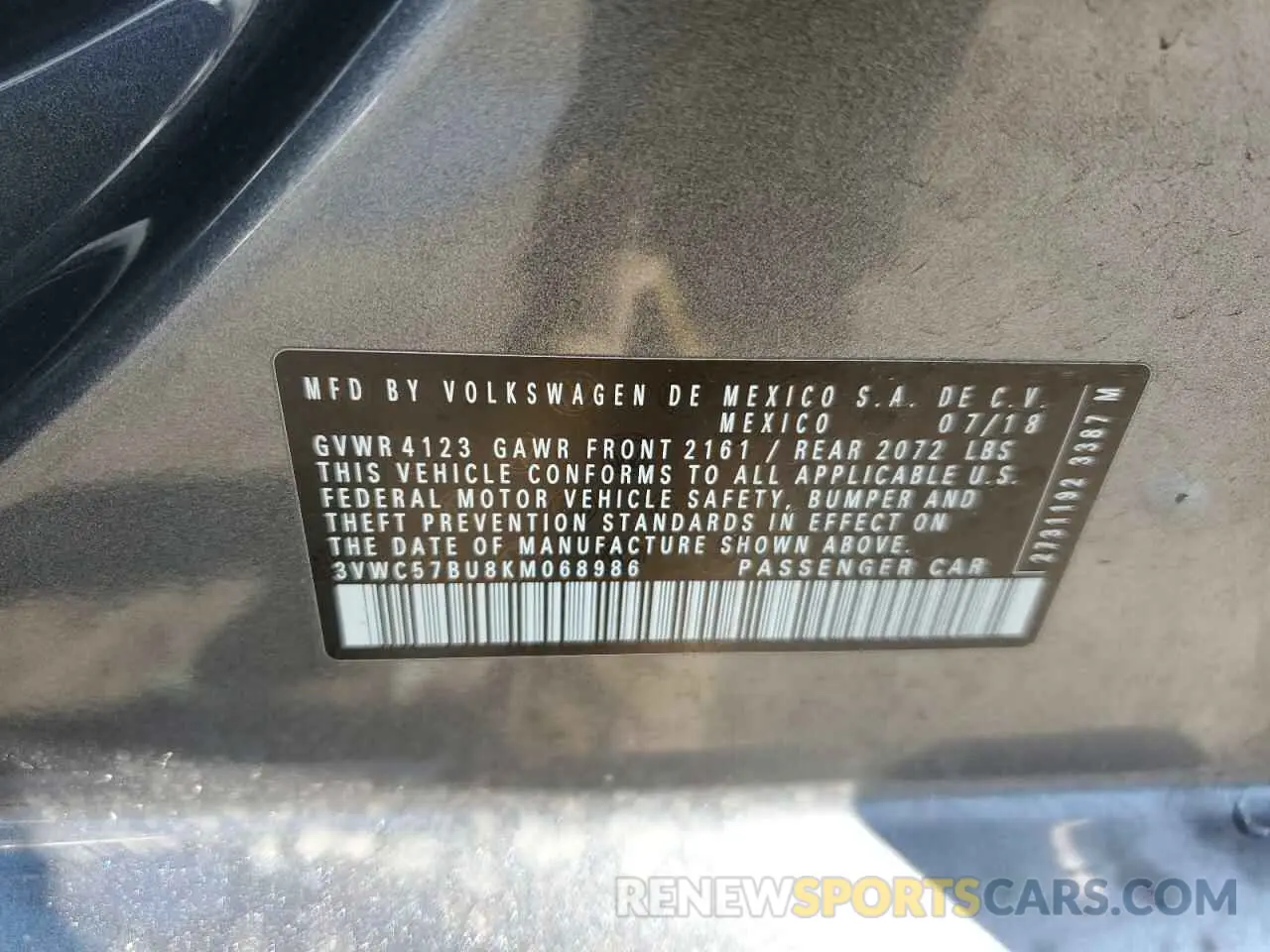 14 Photograph of a damaged car 3VWC57BU8KM068986 VOLKSWAGEN JETTA 2019