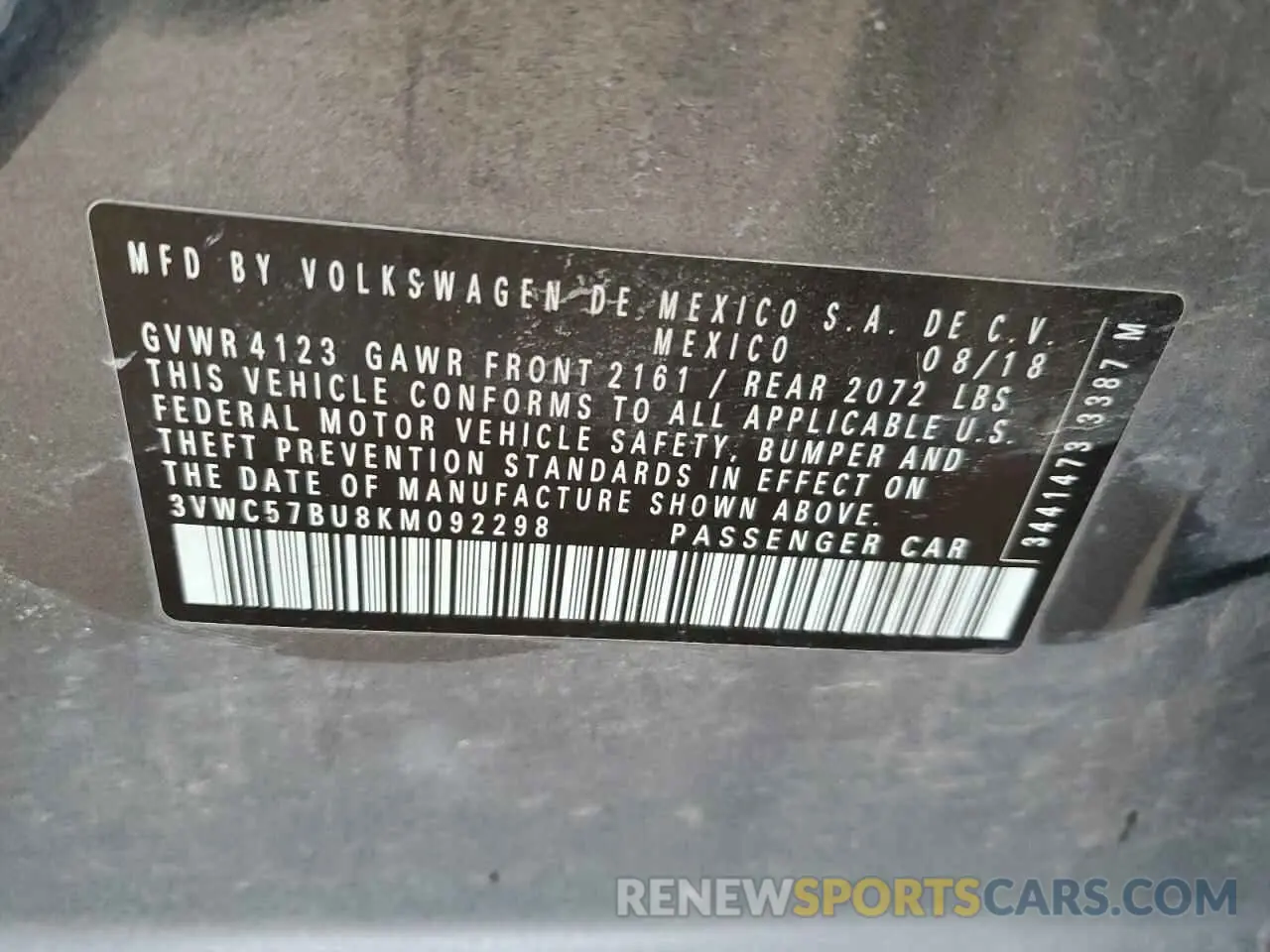 14 Фотография поврежденного автомобиля 3VWC57BU8KM092298 VOLKSWAGEN JETTA 2019