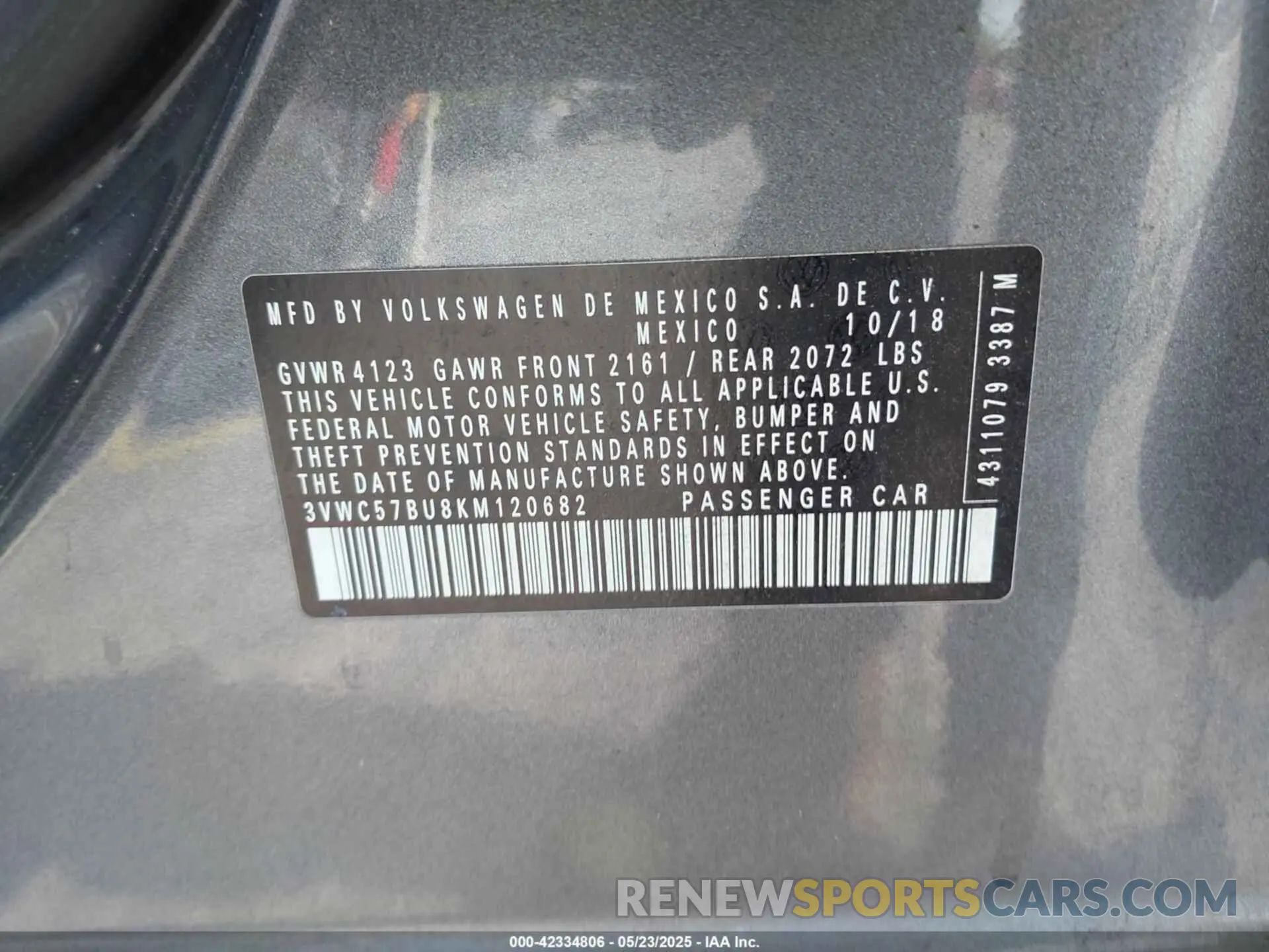 9 Photograph of a damaged car 3VWC57BU8KM120682 VOLKSWAGEN JETTA 2019