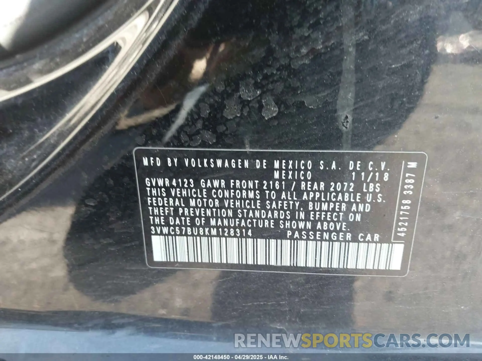 9 Photograph of a damaged car 3VWC57BU8KM128314 VOLKSWAGEN JETTA 2019