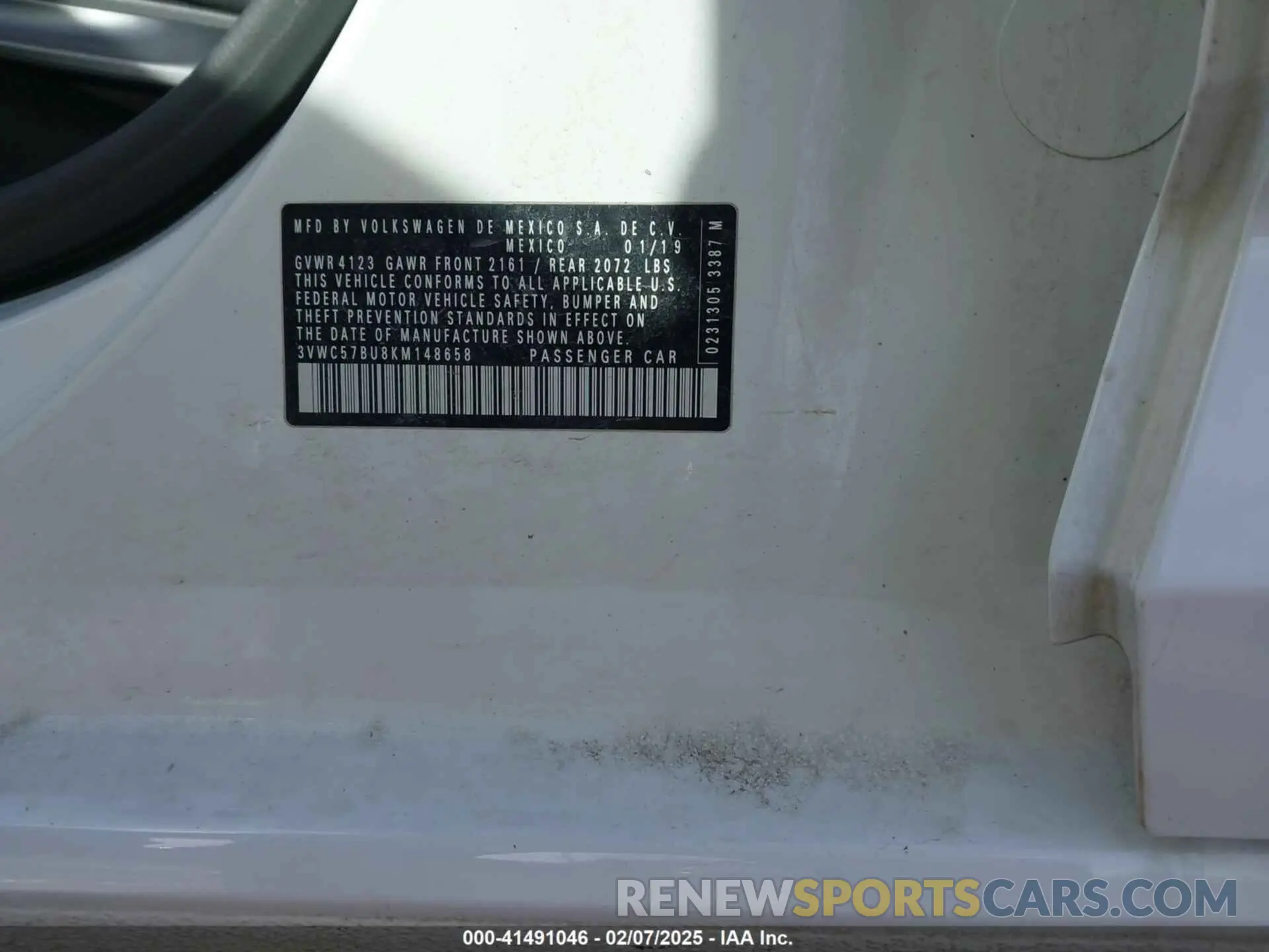 9 Photograph of a damaged car 3VWC57BU8KM148658 VOLKSWAGEN JETTA 2019