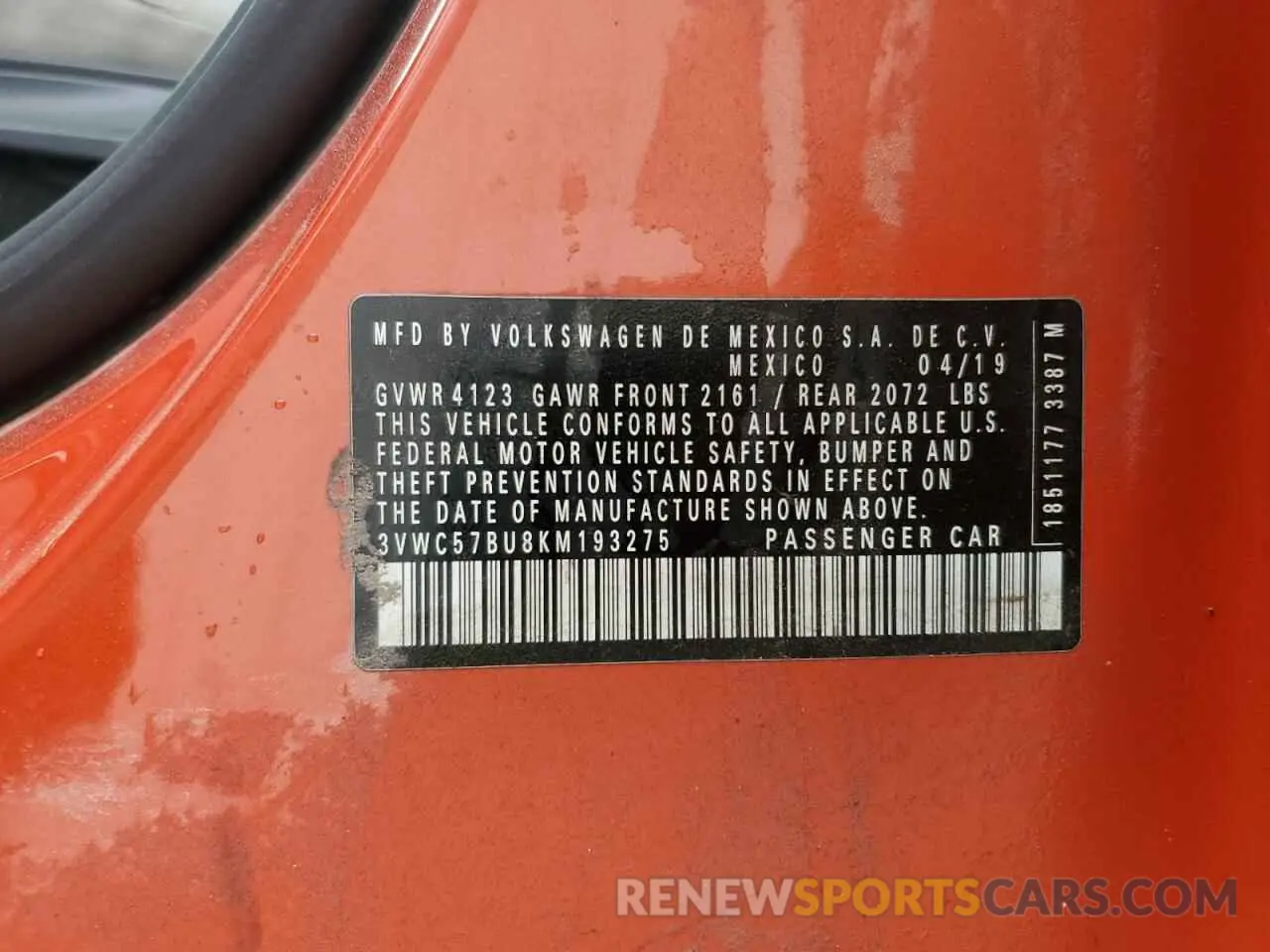 12 Фотография поврежденного автомобиля 3VWC57BU8KM193275 VOLKSWAGEN JETTA 2019