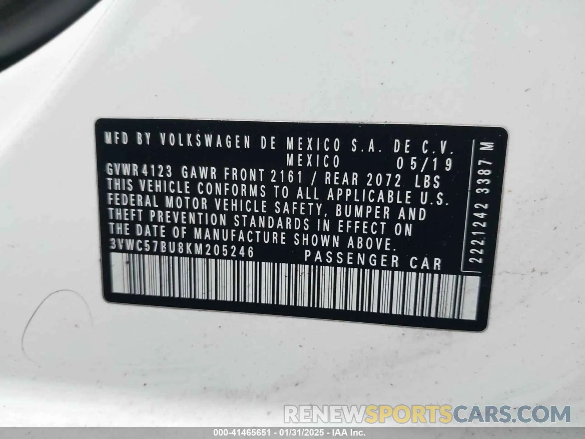 9 Фотография поврежденного автомобиля 3VWC57BU8KM205246 VOLKSWAGEN JETTA 2019