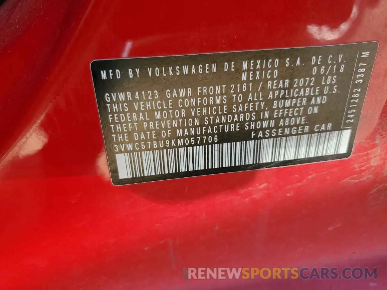 12 Photograph of a damaged car 3VWC57BU9KM057706 VOLKSWAGEN JETTA 2019