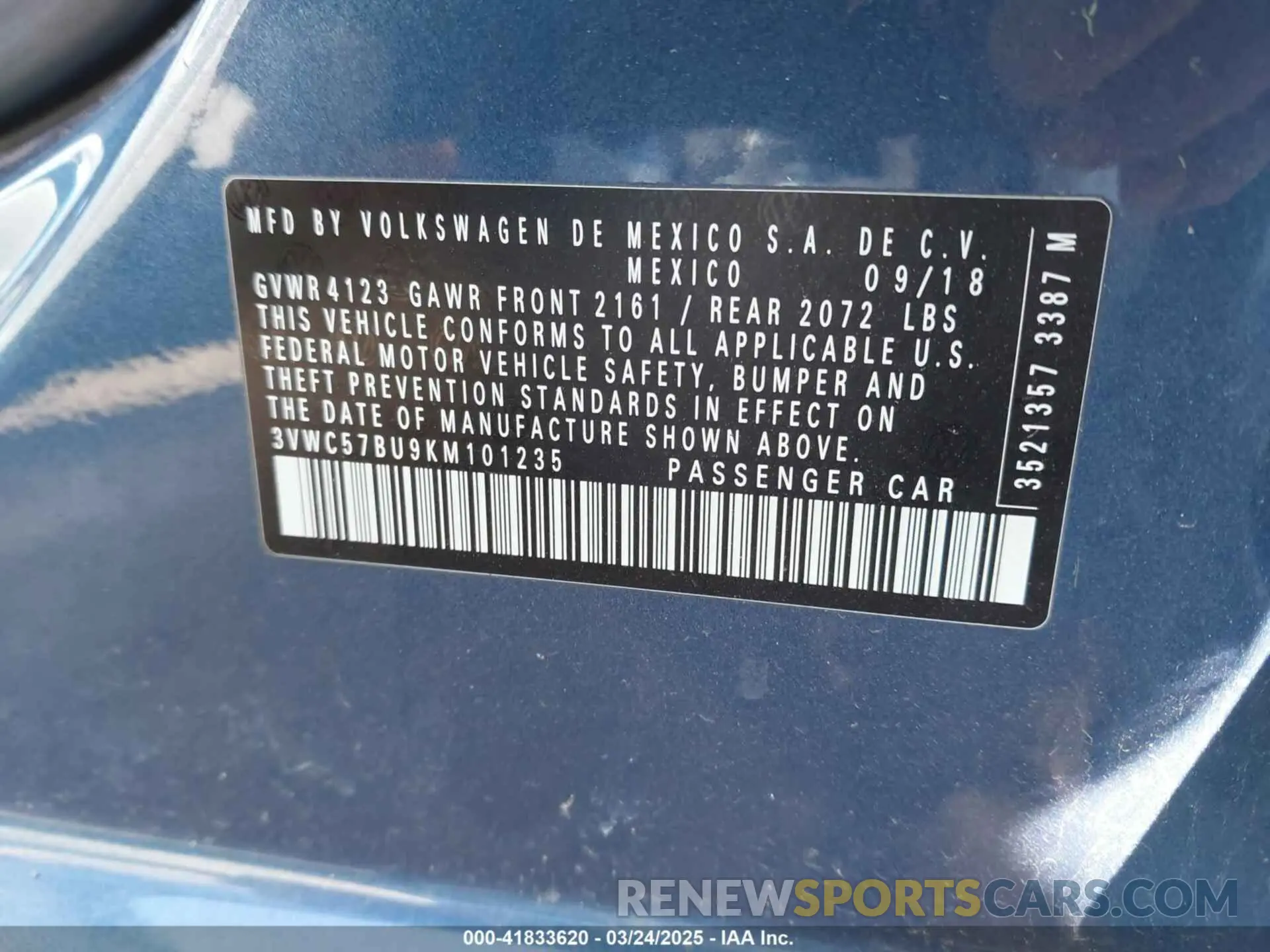 9 Фотография поврежденного автомобиля 3VWC57BU9KM101235 VOLKSWAGEN JETTA 2019