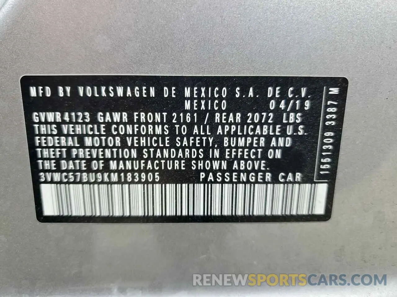 12 Фотография поврежденного автомобиля 3VWC57BU9KM183905 VOLKSWAGEN JETTA 2019