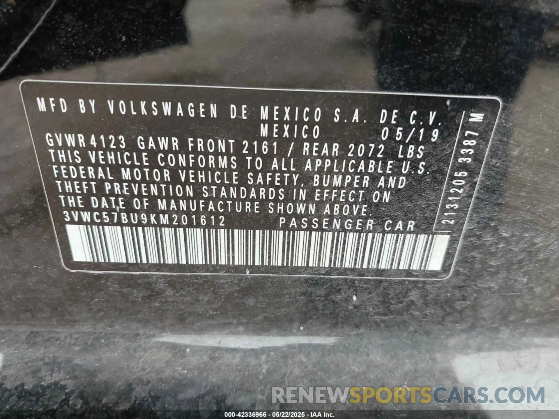 9 Photograph of a damaged car 3VWC57BU9KM201612 VOLKSWAGEN JETTA 2019