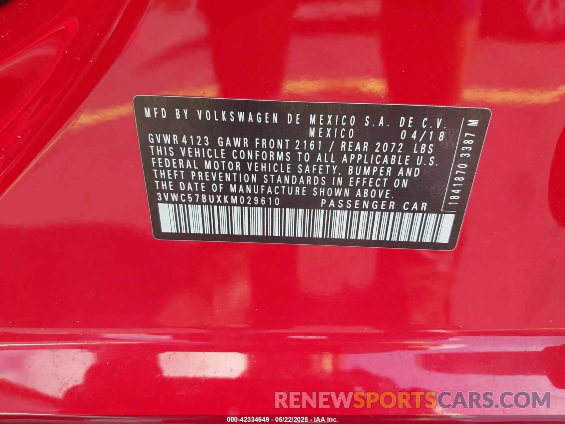 9 Photograph of a damaged car 3VWC57BUXKM029610 VOLKSWAGEN JETTA 2019