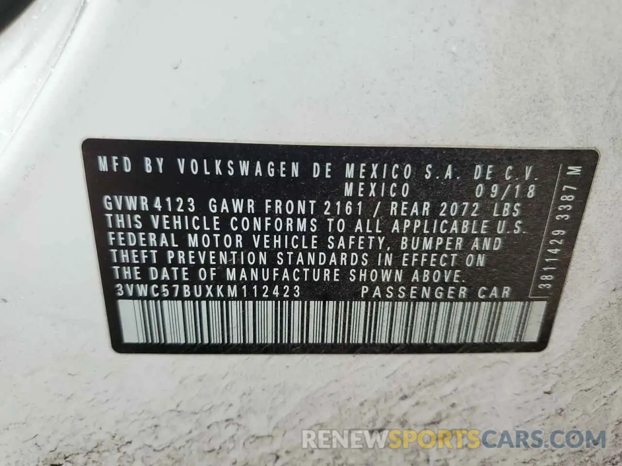 13 Фотография поврежденного автомобиля 3VWC57BUXKM112423 VOLKSWAGEN JETTA 2019