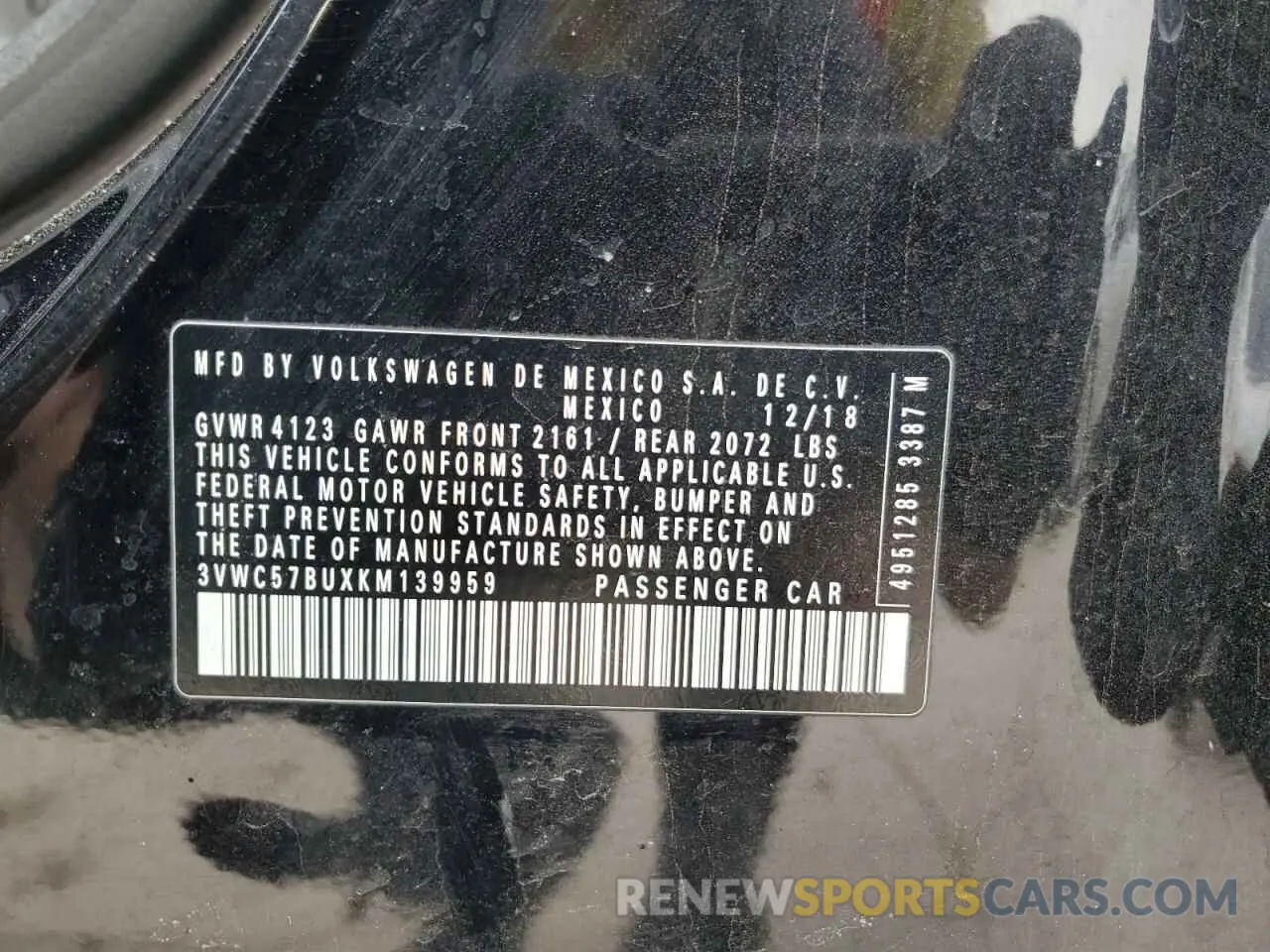 12 Photograph of a damaged car 3VWC57BUXKM139959 VOLKSWAGEN JETTA 2019