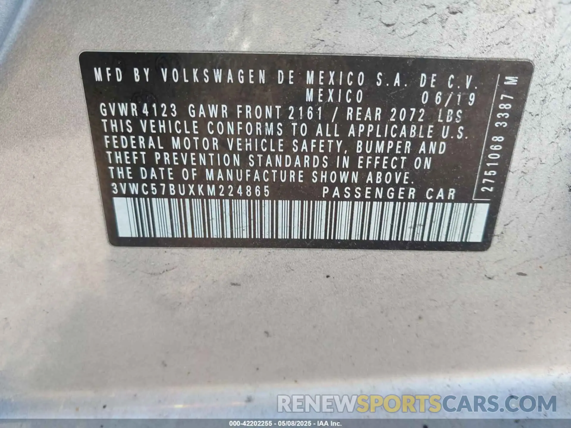 9 Фотография поврежденного автомобиля 3VWC57BUXKM224865 VOLKSWAGEN JETTA 2019