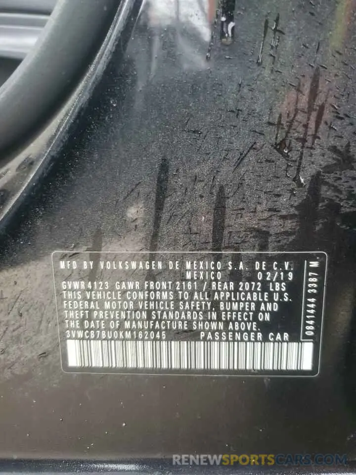 12 Photograph of a damaged car 3VWCB7BU0KM162045 VOLKSWAGEN JETTA 2019