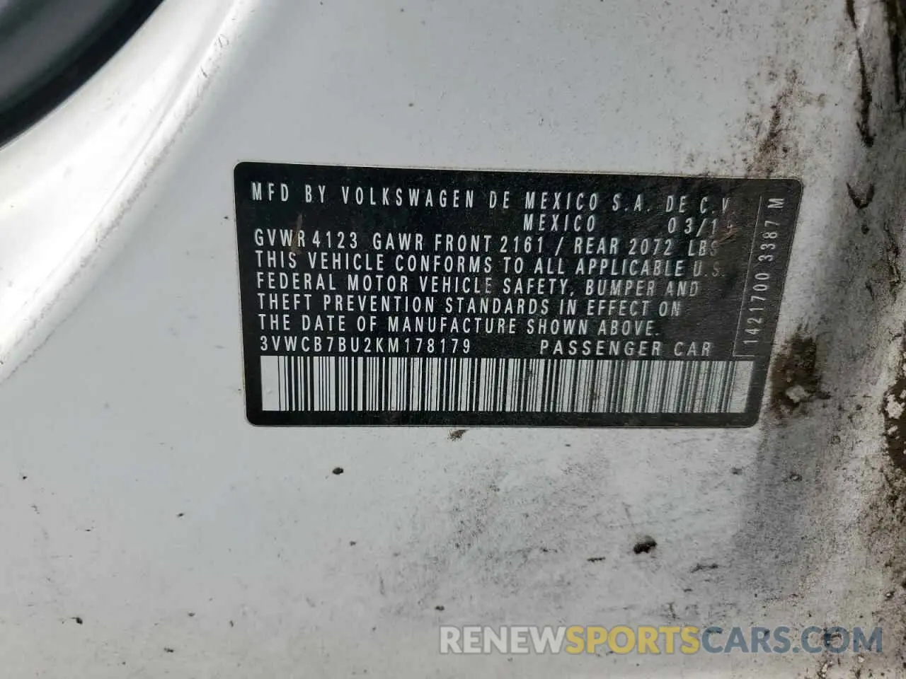 15 Photograph of a damaged car 3VWCB7BU2KM178179 VOLKSWAGEN JETTA 2019
