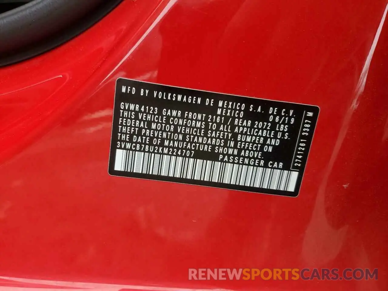 14 Photograph of a damaged car 3VWCB7BU2KM224707 VOLKSWAGEN JETTA 2019