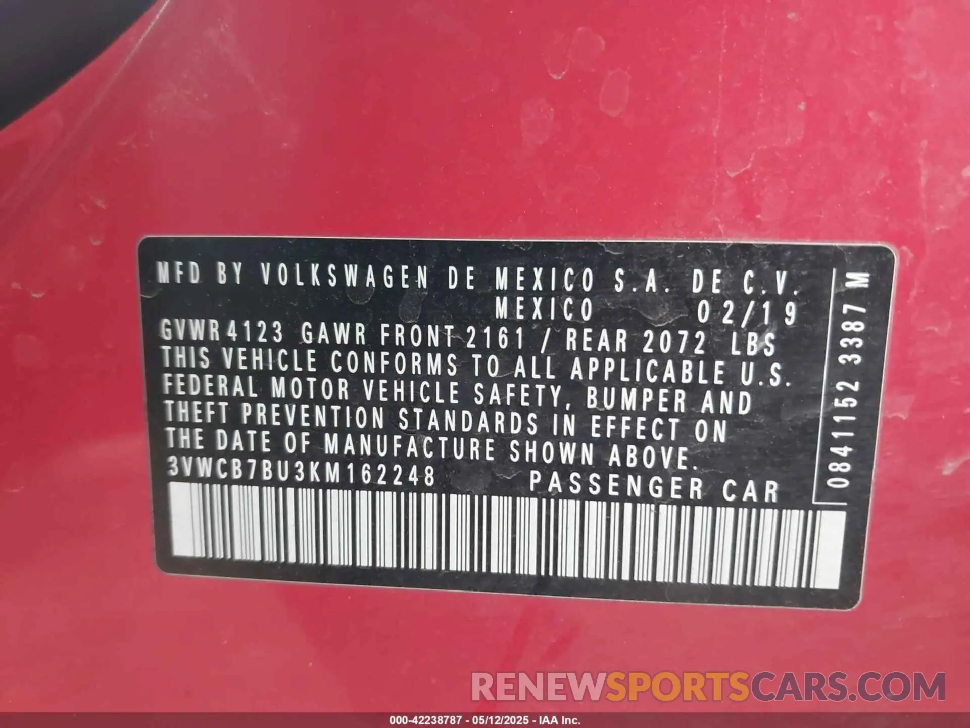 9 Photograph of a damaged car 3VWCB7BU3KM162248 VOLKSWAGEN JETTA 2019