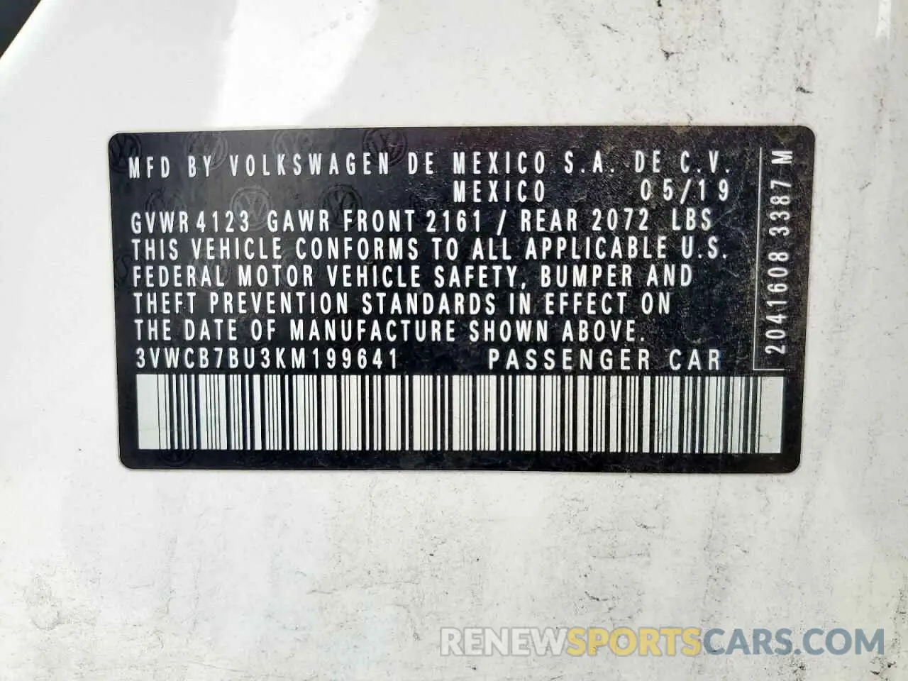 14 Photograph of a damaged car 3VWCB7BU3KM199641 VOLKSWAGEN JETTA 2019