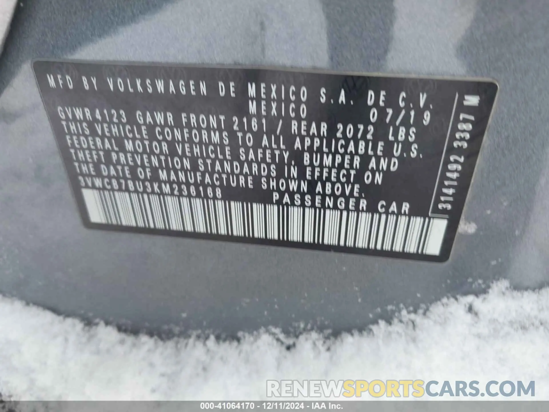 9 Фотография поврежденного автомобиля 3VWCB7BU3KM236168 VOLKSWAGEN JETTA 2019