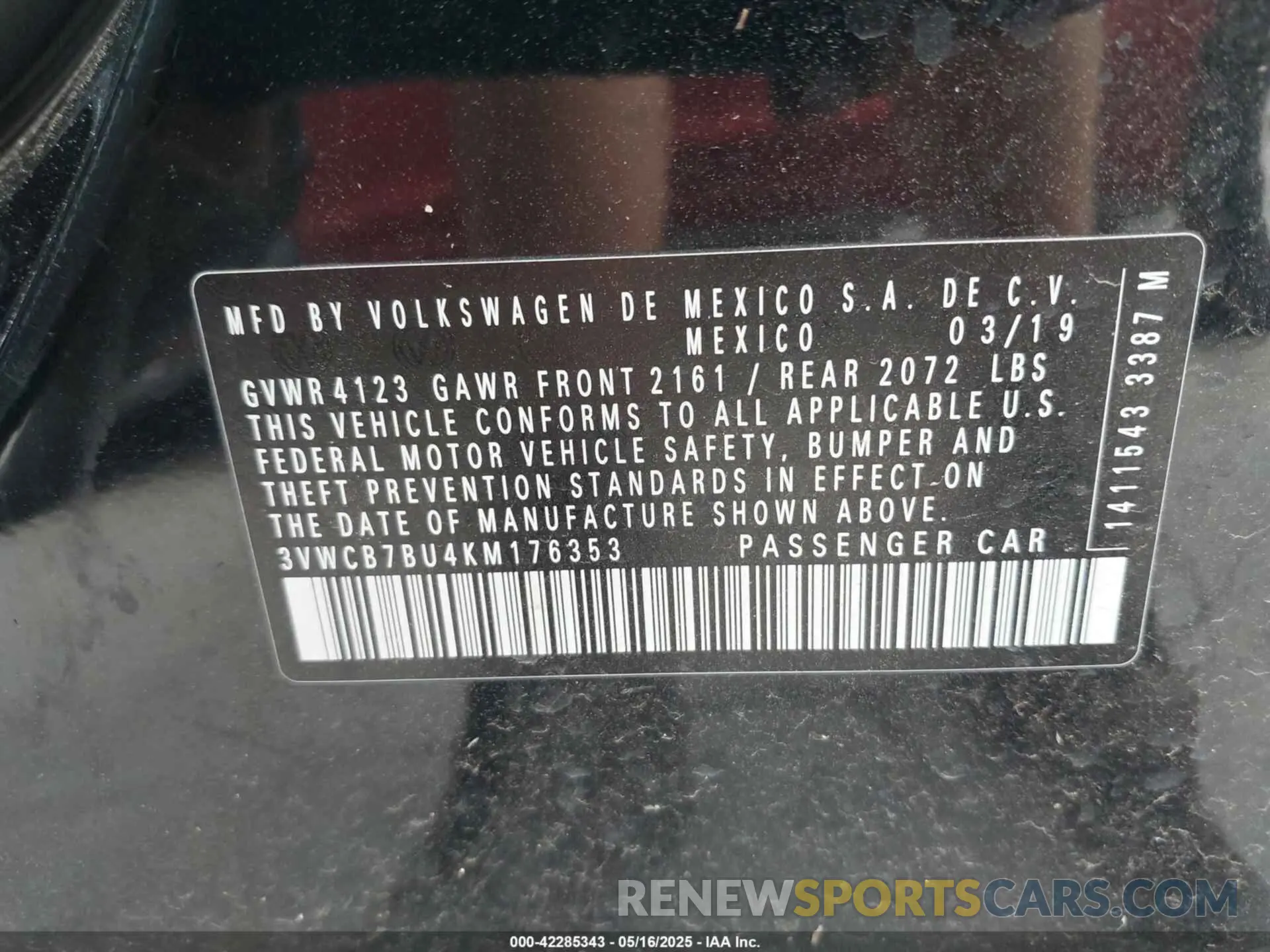 9 Photograph of a damaged car 3VWCB7BU4KM176353 VOLKSWAGEN JETTA 2019