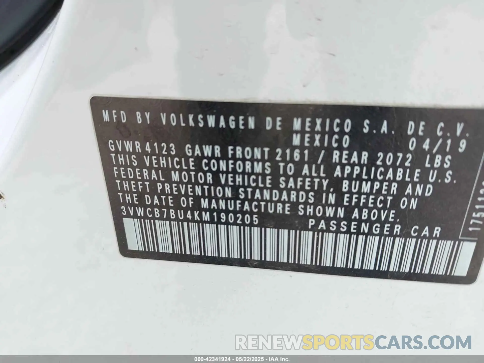 9 Фотография поврежденного автомобиля 3VWCB7BU4KM190205 VOLKSWAGEN JETTA 2019