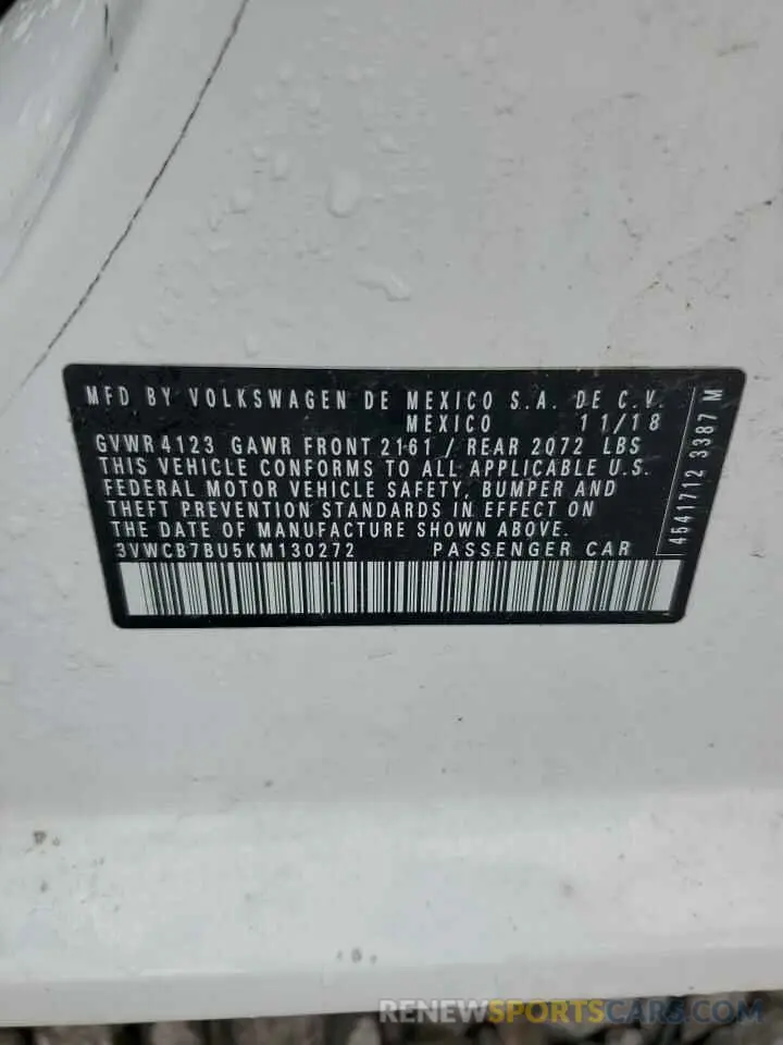 12 Photograph of a damaged car 3VWCB7BU5KM130272 VOLKSWAGEN JETTA 2019