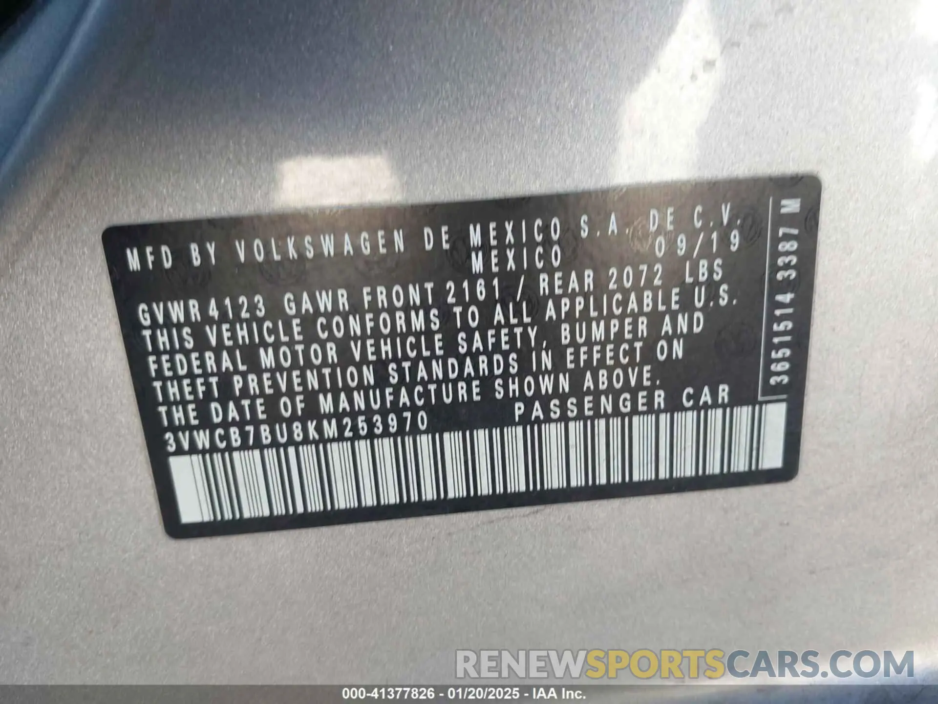 9 Фотография поврежденного автомобиля 3VWCB7BU8KM253970 VOLKSWAGEN JETTA 2019