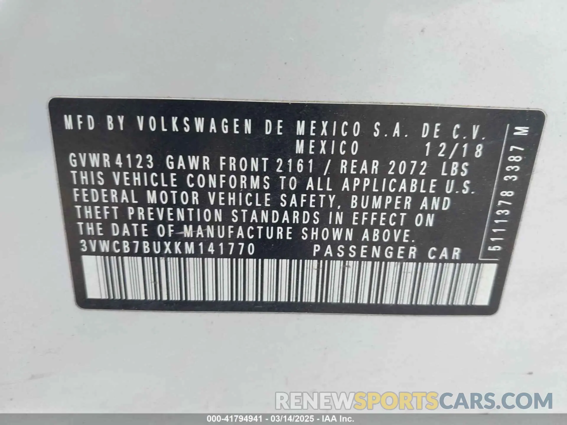 9 Фотография поврежденного автомобиля 3VWCB7BUXKM141770 VOLKSWAGEN JETTA 2019
