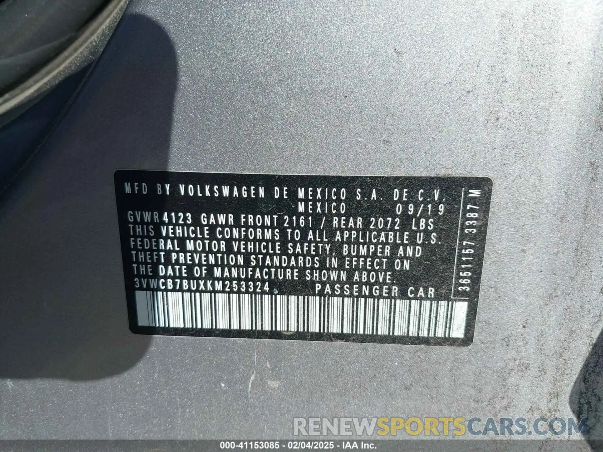 9 Photograph of a damaged car 3VWCB7BUXKM253324 VOLKSWAGEN JETTA 2019