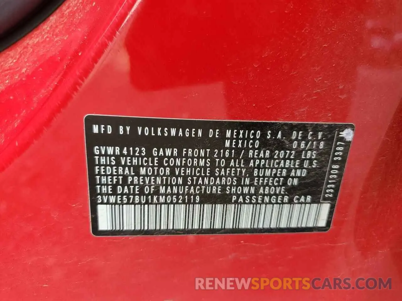 12 Photograph of a damaged car 3VWE57BU1KM052119 VOLKSWAGEN JETTA 2019