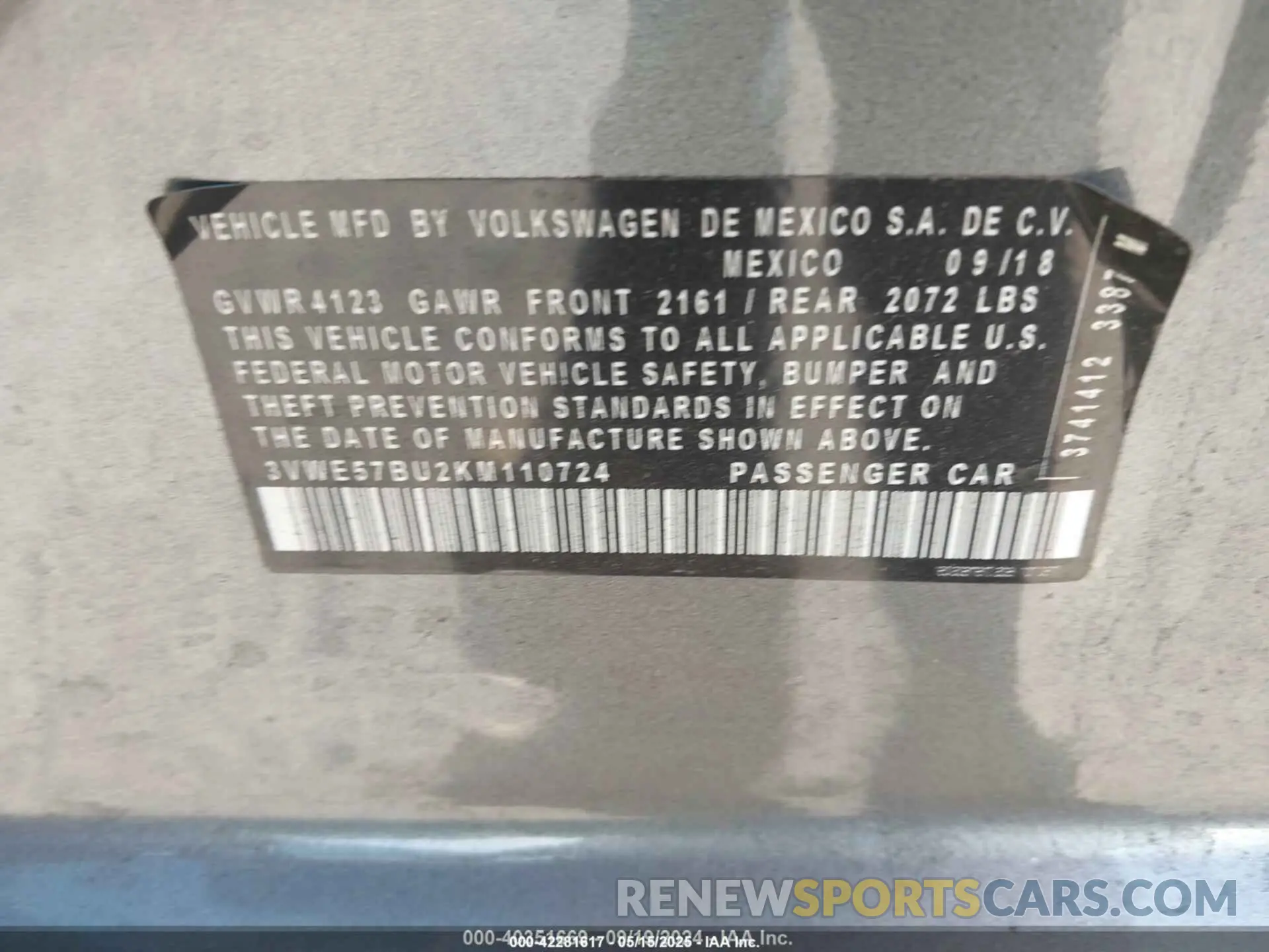 9 Photograph of a damaged car 3VWE57BU2KM110724 VOLKSWAGEN JETTA 2019