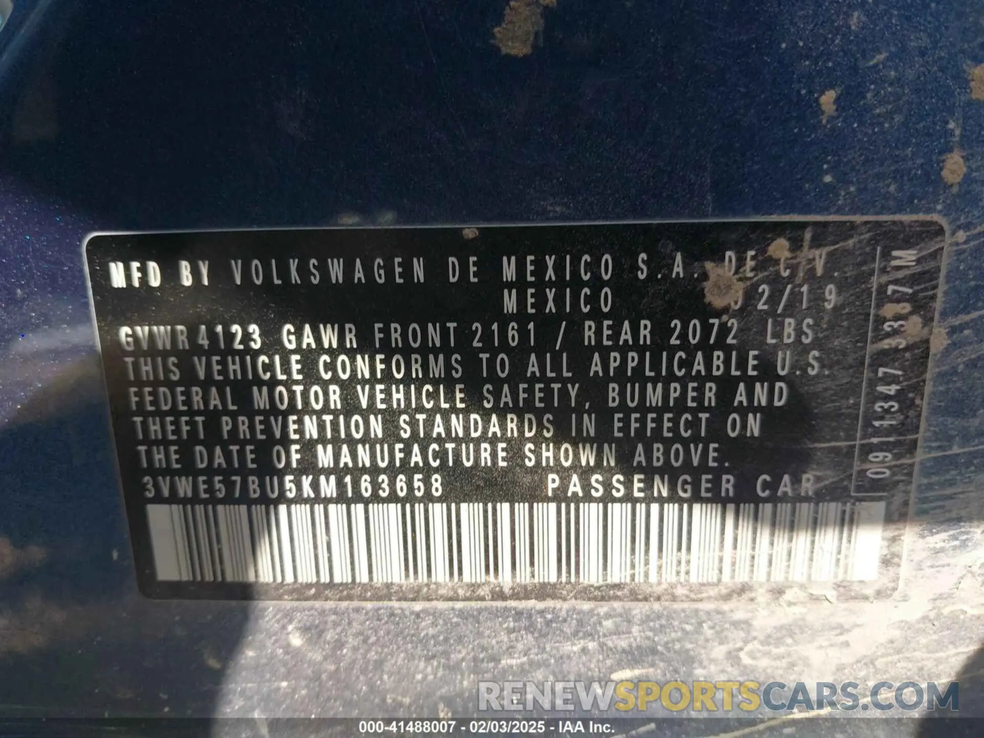 9 Фотография поврежденного автомобиля 3VWE57BU5KM163658 VOLKSWAGEN JETTA 2019