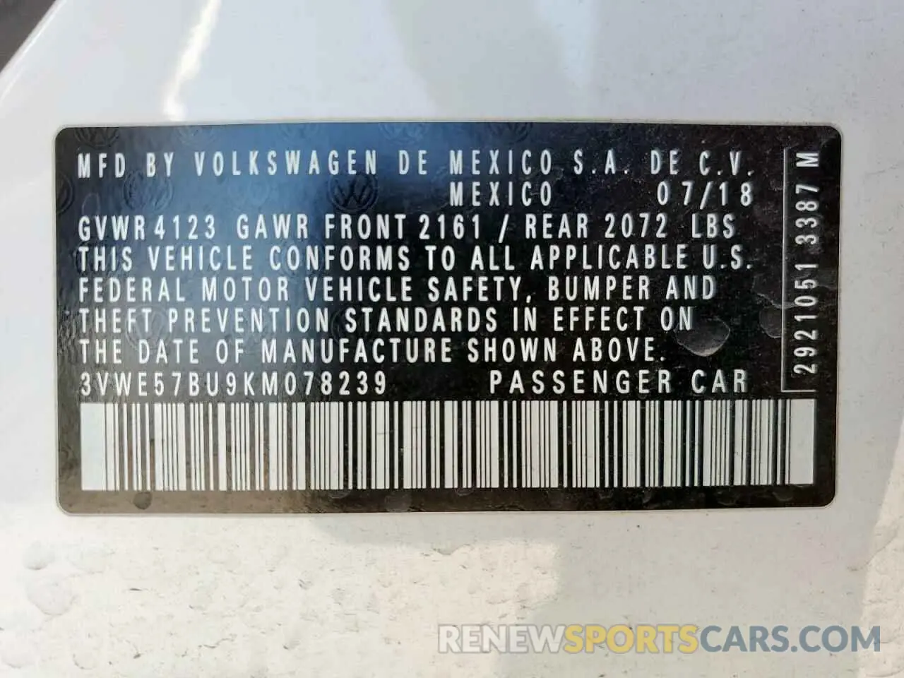 14 Photograph of a damaged car 3VWE57BU9KM078239 VOLKSWAGEN JETTA 2019