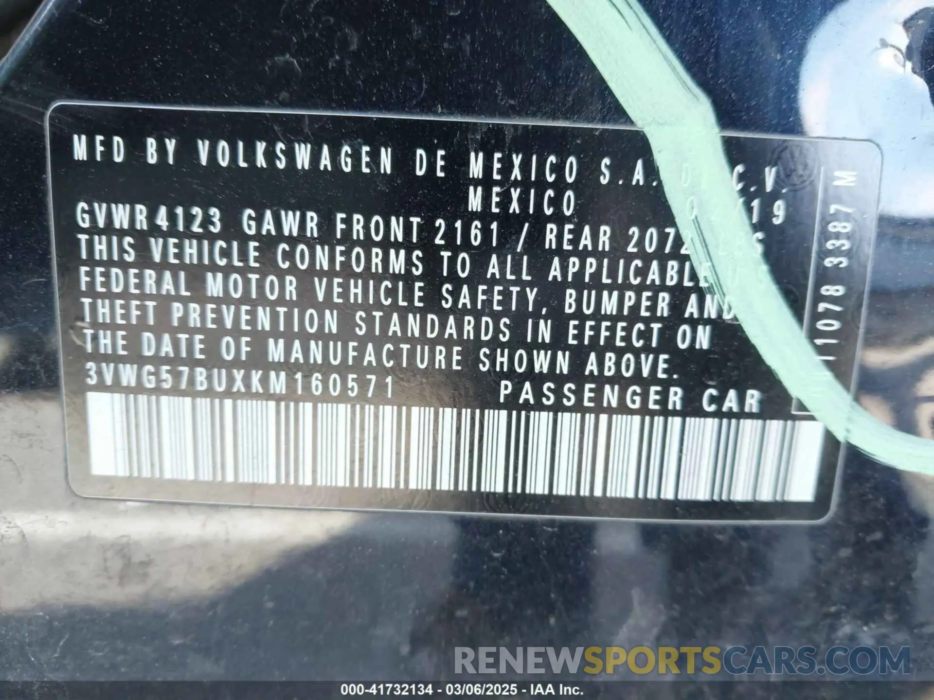 9 Photograph of a damaged car 3VWG57BUXKM160571 VOLKSWAGEN JETTA 2019