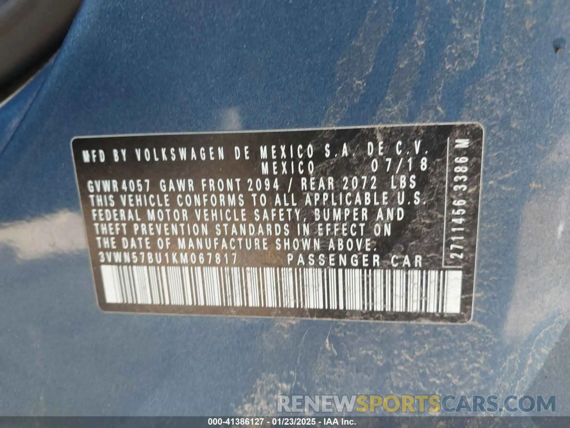 9 Фотография поврежденного автомобиля 3VWN57BU1KM067817 VOLKSWAGEN JETTA 2019